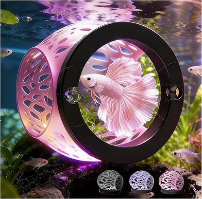 Floating Betta Hideout Cave & Shrimp Cave | Aquarium Floating Betta Skin |Shrimp Feeder | Multi-Function Resting Hideout Hammock & Small Fish Feeding Ring | Aquarium Decor Accessory (Pink)