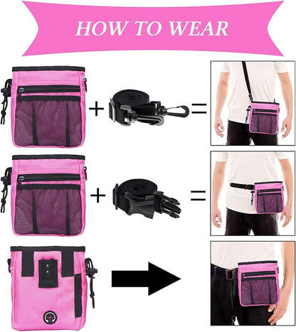 STMK Dog Treat Pouch Dog Clicker Training Kit, Dog Training Treat Pouch Dog Clicker for Training, 3 Ways to Wear Easily Carries Treat Pouches for Pet Training (Pink)