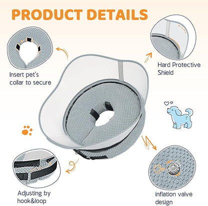 Supet Raised Inflatable Dog Cone Alternative Collars for After Surgery, Dog Donut Collar After Surgery, Soft Pet Cone for Small Medium Large Dogs to Stop Licking