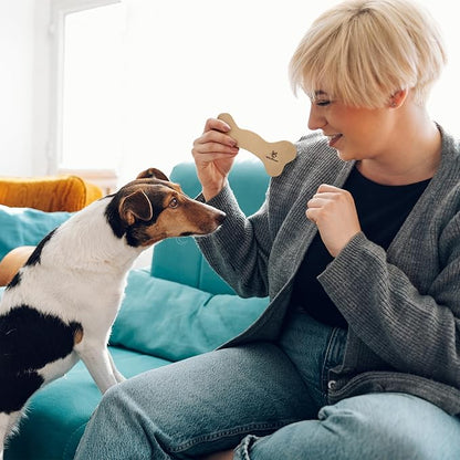 Wildfang® Leather Dog Toy, Small - Leather Bone for Teething Dog, Dental Toys for Puppies, Training for Chewing Muscles, Puppy Chew Bones for Light or Medium Chewers (for Dogs Under 22 lbs), Pack of 1