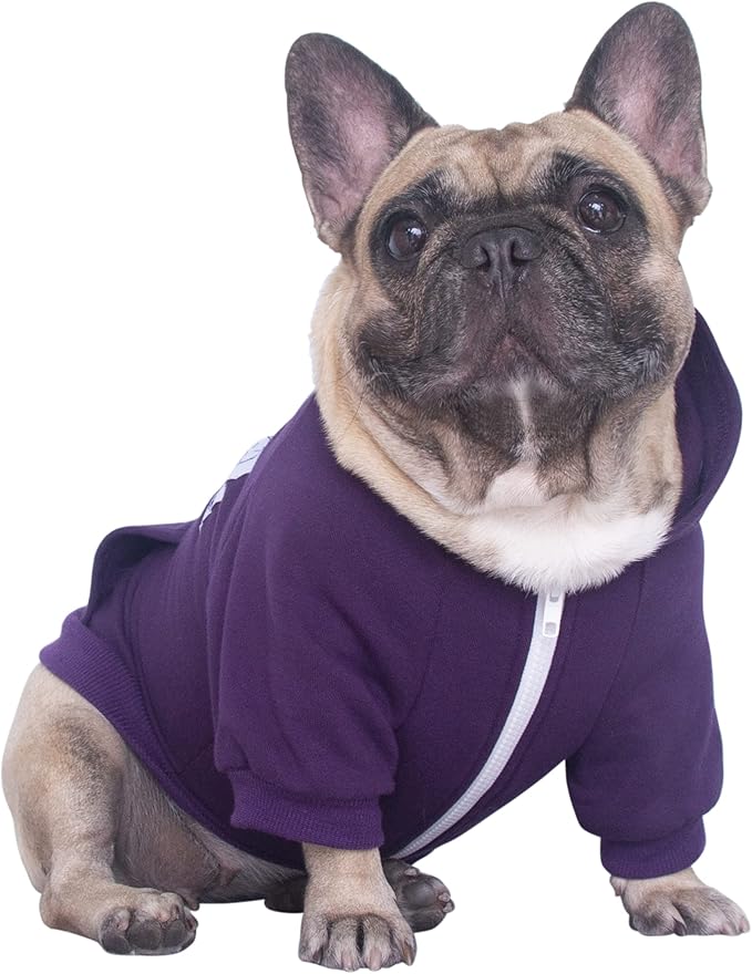 iChoue I am a French Bulldog Clothes Hoodies for Dogs Puppy Frenchie Pug English Boston Terrier Bully Pitbull Sweatshirt Sweater Clothing Cold Weather Winter Coats - Dark Purple/Large
