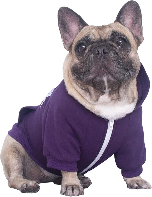 iChoue I am a French Bulldog Clothes Hoodies for Dogs Puppy Frenchie Pug English Boston Terrier Bully Pitbull Sweatshirt Sweater Clothing Cold Weather Winter Coats - Dark Purple/Medium