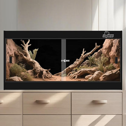 4x2x2 (120 Gallon) PVC Reptile Enclosure, RepWild Terrarium/Tank with Heavy-Duty Screen Top, Glass Sliding Doors & Lock for Bearded Dragons, Ball Python, Geckos, Lizards