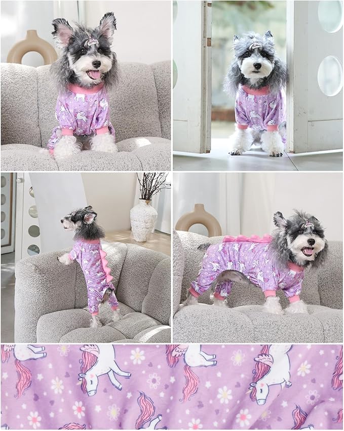 CuteBone Dinosaur Costume Dog Pajamas, Stretchy Spandex Crystal Velvet Sleepwear Coat for Small Dogs, Soft & Warm Pet Outfit Clothes for Cold Weather, Cozy Pullover Design COSP11L
