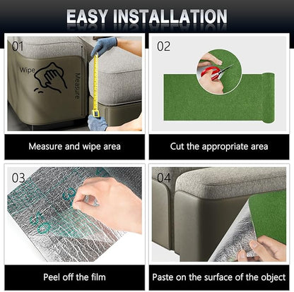 2Pack Total 78.7"x15.8" Cat Scratch Mat for Cat Couch Furniture and Wall Protector | Trimmable Self-Adhesive Carpet Climb Cat Scratcher for Covering Cat Tower and Replacement Pads (Green)