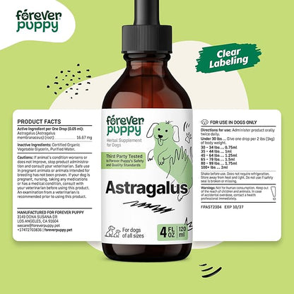 Forever Puppy Astragalus Root Drops for Dogs - Astragalus Membranaceus Extract for Dogs' Immune Support - Herbal Pet Liquid Supplements for Immunity & Joyful Pet Care - 4 oz