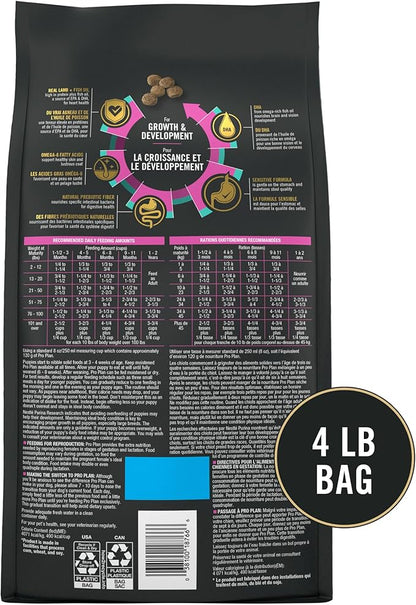 Purina Pro Plan Sensitive Skin and Stomach Puppy Food Lamb and Oat Meal Formula - 4 lb. Bag