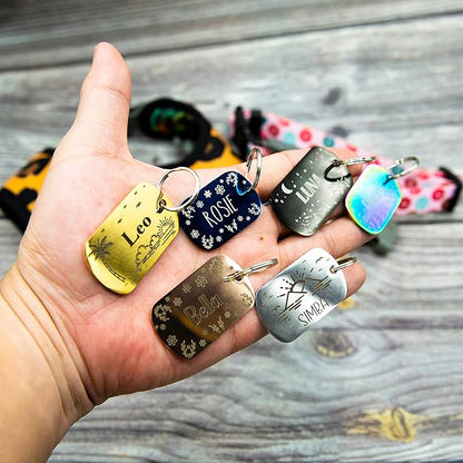 Personalized Dog Tag with 5 Lines of Custom Deep Engraved Durable Stainless Steel Pet ID Name Tag Designer Small Size Rectangle