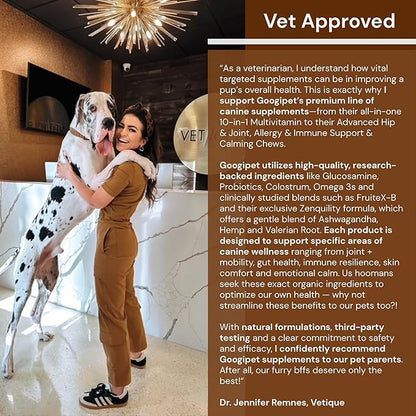 Googipet Dog Allergy Chews, Seasonal Dog Allergy Relief & Itchy Skin Relief, Skin & Coat Supplement +Bee Pollen, Colostrum, Coconut Oil, Probiotics, & Omega 3 Fish Oil for Dogs (Peanut Butter Flavor)