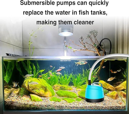 700GPH Ultra Quiet Bottom Suction Submersible Water Pump (2600L/H, 40W) with 3 Nozzles,8ft High Head,Suitable for Aquariums,Fish Tanks, Pond Fountains, Hydroponic Green,Indoor Fountains