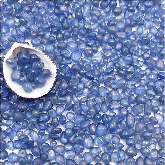 BXI 2.2 Lbs Small Aquarium Substrate Gravel Sand, Polished Smooth Fish Tank Gravel, Colorfast Uncoated Vibrant Blue Sea Glass, Decorative Stones for Vase Fillers, Fairy Garden, Potted Plants