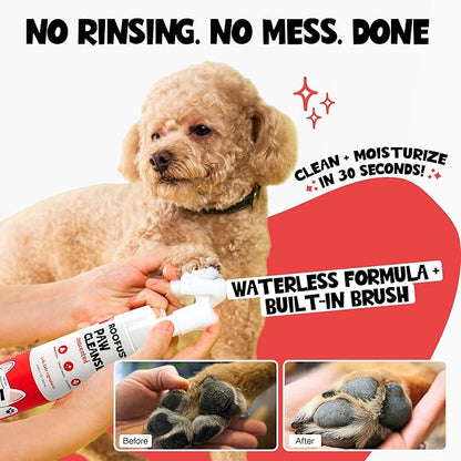 Paw Cleaner for Dogs & Cats, 200ml No-Rinse Dog Paw Cleaner Washer, Gentle Unscented Foaming Cleanser with Built-in-Brush, Paw Cleanser for Repairing & Restoring Cracked Paws (5.07 oz)
