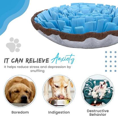 18 Inch Snuffle Mat for Dogs with Pet Training Clicker and Suction Cup – Interactive sniff mat and Slow Feeder, snuffle toys for dogs Stress Relief – Washable Puzzle Toy for Large and Small Breeds