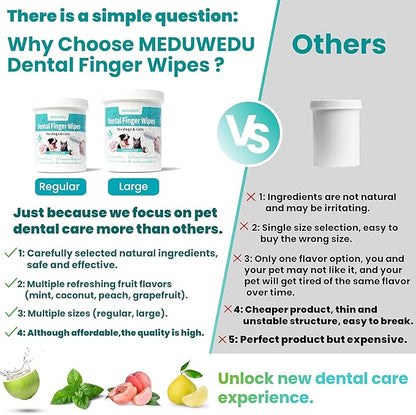 Dental Care Finger Wipes 60 Counts,Teeth Cleaning Finger Wipes for Dogs & Cats,Reduces Plaque & Supports Oral Freshness, Unscented