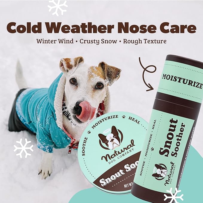 Natural Dog Company Snout Soother Balm – Dog Nose Balm for Dry Cracked Snouts, Moisturizing Winter Nose Care with Coconut Oil & Shea Butter, Lick Safe Dog Snout Balm for All Breeds, 2 oz Tin