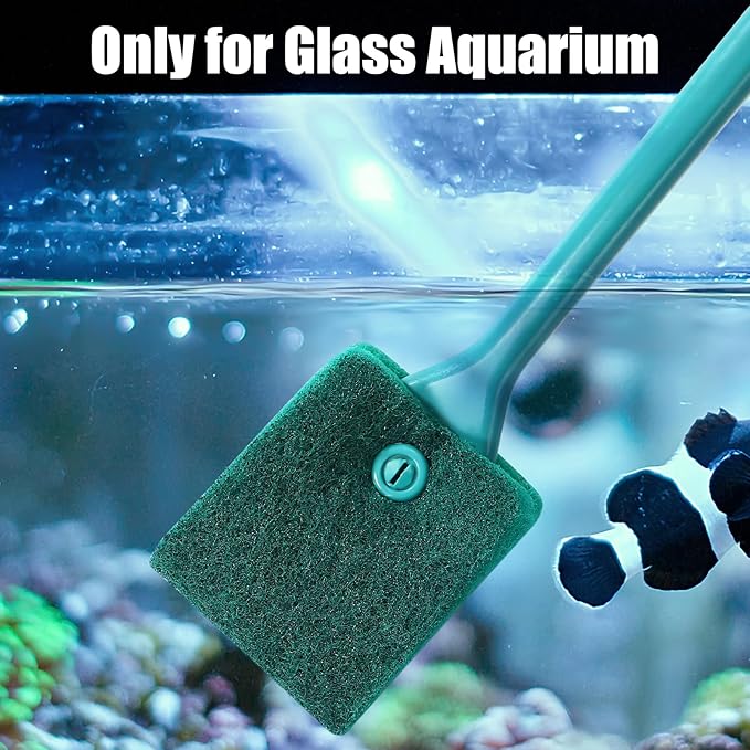 AQUANEAT Fish Tank Cleaning Tools, Aquarium Double Sided Sponge Brush, Algae Scraper Cleaner with Long Handle