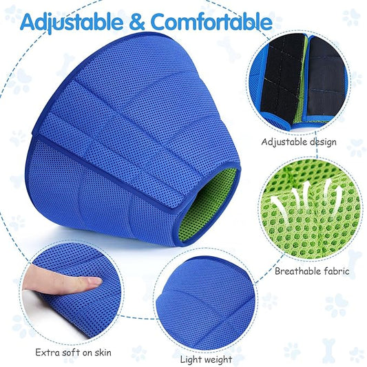 Soft Dog Cone Collar Alternative - Adjustable Comfy Cones for Large/Medium/Small Dogs to Stop Licking After Surgery, Comfortable Fabric Elizabethan Collars, Head Cone of Shame for Neuter Recovery - S