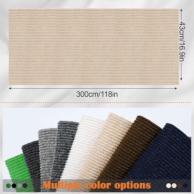 Cat Scratch Furniture Protector - 118" x 17" Trimmable Self-Adhesive Cats Claws Scratch Pads, DIY Cat Climbing Couch Protector for Scratch Post Cat Tree Replacement Indoor (Khaki)