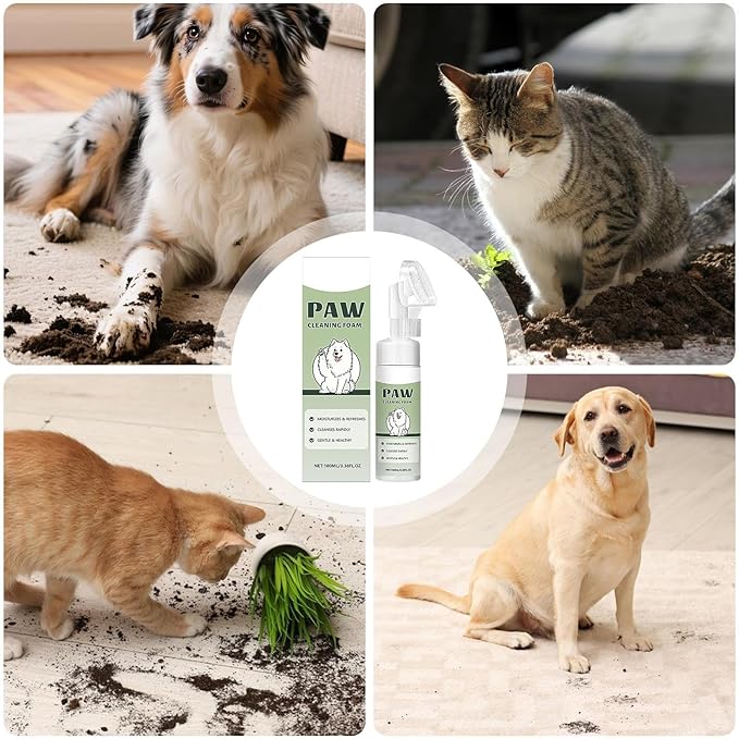 Cat Paw Cleaner - Cleaning Supplies with Silicone Brush - 100ml Pet Foot Washer with Scrubber,for Dirty Muddy Puppy Kitten Small Medium Large Breed Travel Outdoor Walking Bath