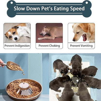 2 Pack Stainless Steel Puppy Bowls, Small Dog Bowls for Food and Water, Puppy Slow Feeder Whelping Weaning Dishes for Multiple Puppies Kittens Supplies