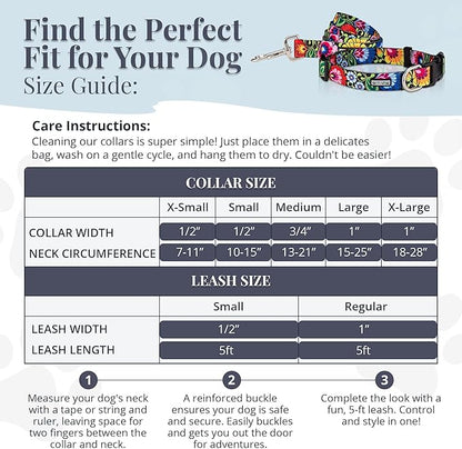 Lucky Love Dog - Easy Click Buckle Dog Collar with Leash Set Combo, Durable & Comfortable for Male & Female Dogs, Pet Collar for Small to Large Dogs, Secure Fit - Blackbird Combo, Medium