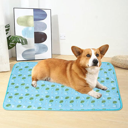 DELIFUR Cat Cooling Mat- Pet Cooling Mat Outdoor for Dogs Self Cooling Pad for Kitten Cat Puppy Machine Washable (Small, Blue Ice)