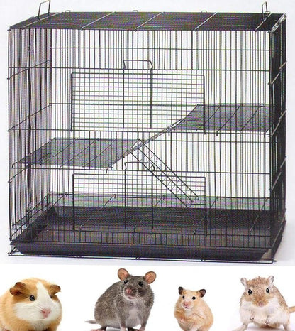 3-Levels Easy Portable Collapsible Ferret Chinchilla Sugar Glider Rats Mouse Animal Critter Chew-Proof Metal Carrier Travel Cage with Narrow 3/8-Inch Bar Spacing Easy to Setup No Tools Needed