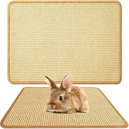Oncpcare Rabbit Scratch Mat - Natural Bunny Scratching Pad for Claws and Teeth Care, Chew Toys, Pet Cage Bedding for Biting, Sleeping, Nesting - 24x16