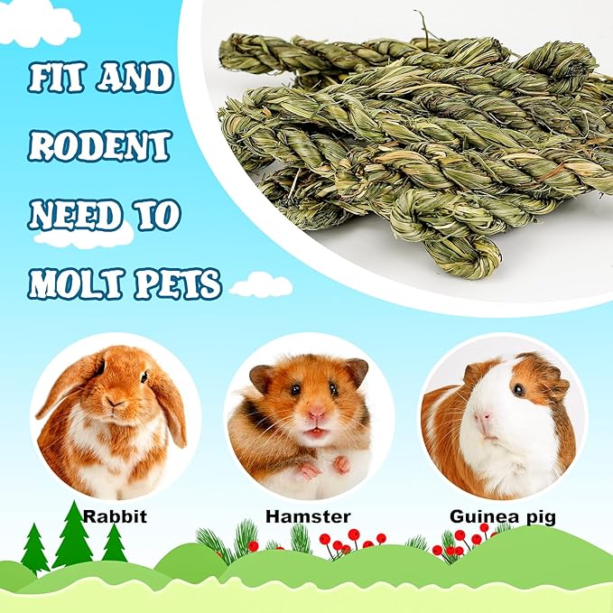 matafat 25pcs Rabbit Timothy Hay Toy for Bunny Small Animal Treats Natural Grass Stick Chew Toys Snacks Molar Teeth Grinding for Guinea Pigs Chinchillas Hamsters