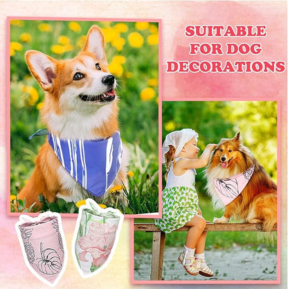 Huhumy 100 Pcs Boho Dog Bandanas Bulk Pet Bibs Colorful Triangle Scarf Boho Pet Bandanas for Medium Large Dogs Spring Summer Birthday Costume Decoration