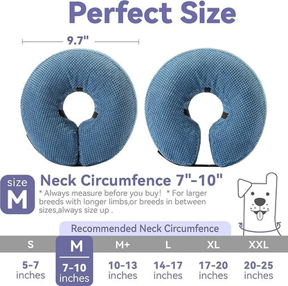 Inflatable Dog Cone Collar - Dog Neck Donut Cone Collar Alternative After Surgery - Soft Cone for Large Medium Small Dogs Cats - Alternative Recovery E Collar (Blue, M)