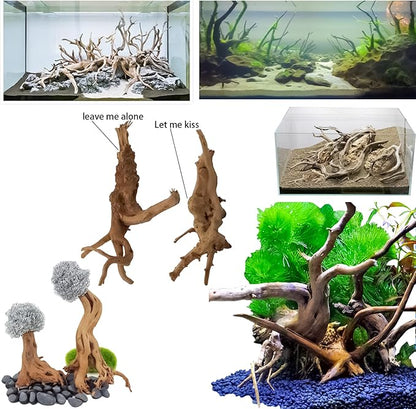 Vmiapxo 8 Pieces Natural Driftwood for Aquarium Decor, Assorted Sinkable Spider Wood, Reptile Drift Wood Branches Fish Tank Decorations (3.15''-4'')