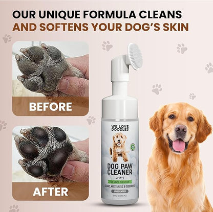 Dog Paw Cleaner (Over 100+ Feet Cleanings) No-Rinse Dog Foot Washer, Gentle and Safe Paw Cleaner for Dogs and Cats, Foam Formula, Moisturizes and Deodorizes, 150mL (Unscented) [We Love Doodles]