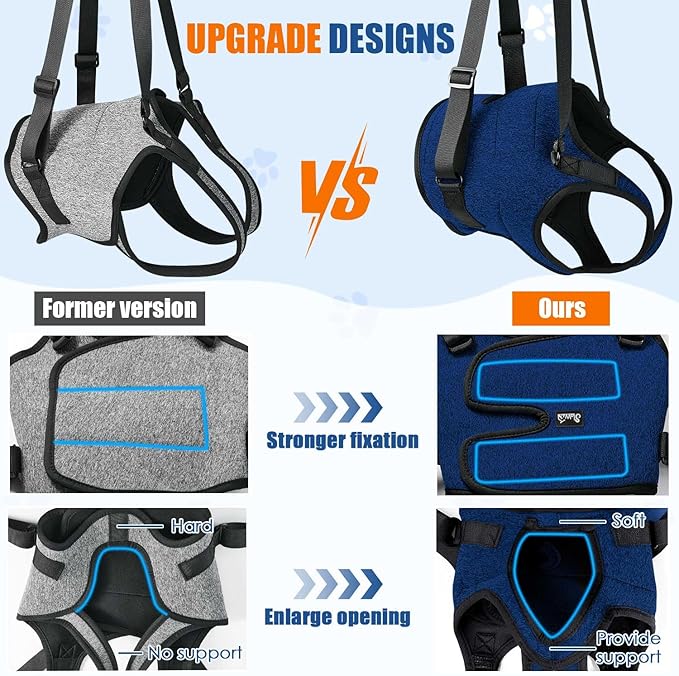 SlowTon Dog Lift Harness - Adjustable Dog Sling for Medium Large Dogs, Hind Leg Support to Help Rehabilitate, Soft Padded Dog Support Harness for Elderly, Injured, Arthritic, Disabled Dogs(BL,S)