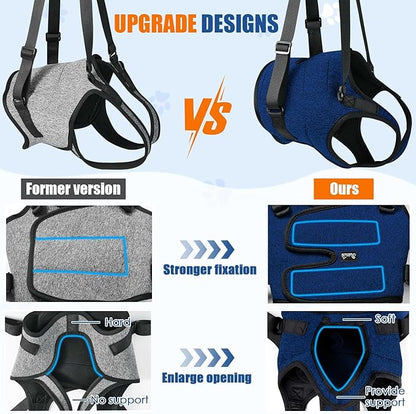 SlowTon Dog Lift Harness - Adjustable Dog Sling for Medium Large Dogs, Hind Leg Support to Help Rehabilitate, Soft Padded Dog Support Harness for Elderly, Injured, Arthritic, Disabled Dogs(BL,S)