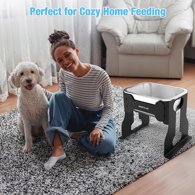 0.85 Gallon Dog Food Bowls Elevated, 10" Raised Dog Bowl with Stand for Medium Breed, Full Metal Feeding Station for Joint Pressure Relief, Easy Clean for Indoor Outdoor