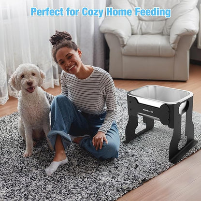 0.85 Gallon Dog Food Bowls Elevated, 10" Raised Dog Bowl with Stand for Medium Breed, Full Metal Feeding Station for Joint Pressure Relief, Easy Clean for Indoor Outdoor
