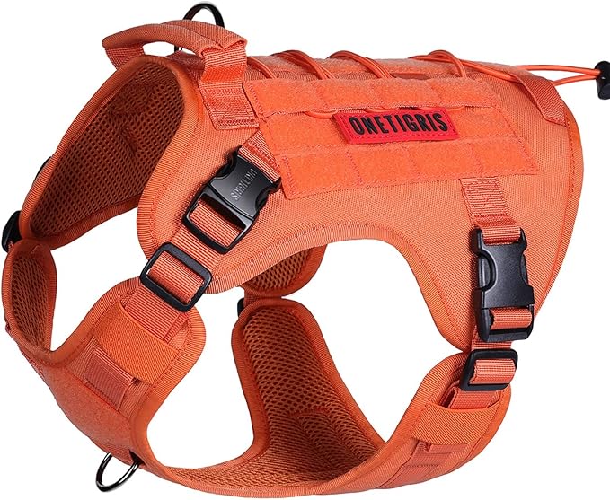 OneTigris Tactical Dog Harness Vest with Handle, Military Dog Harness for Large Medium Dogs,FIRE WATCHER 2.0 No-Pull Service Dog Vest,Adjustable Dog Vest Harness for Walking Hiking Training(XL,Orange)