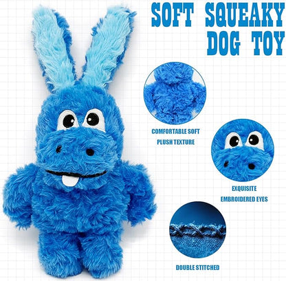 Donkey Squeaky Dog Toys to Keep Them Busy, Stuffed Plush Dog Toy Birthday Gift Crinkle Pet Puppy Tug Toy for Small Medium Large Dogs(Blue)