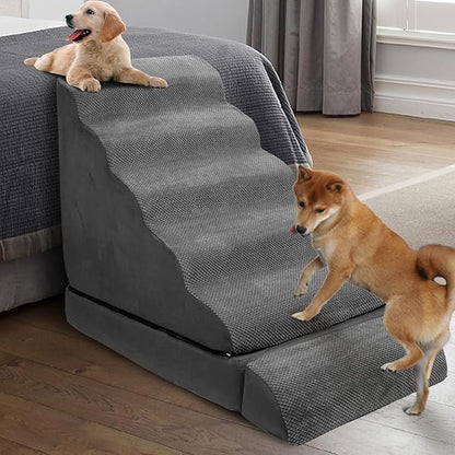 Dog Stairs & Steps for High Beds 30-36 Inches Tall for Small Dogs, LitaiL Pet Stairs/Steps for Beds 30 Inches High, Non-Slip Dog Ramps for Older Cats