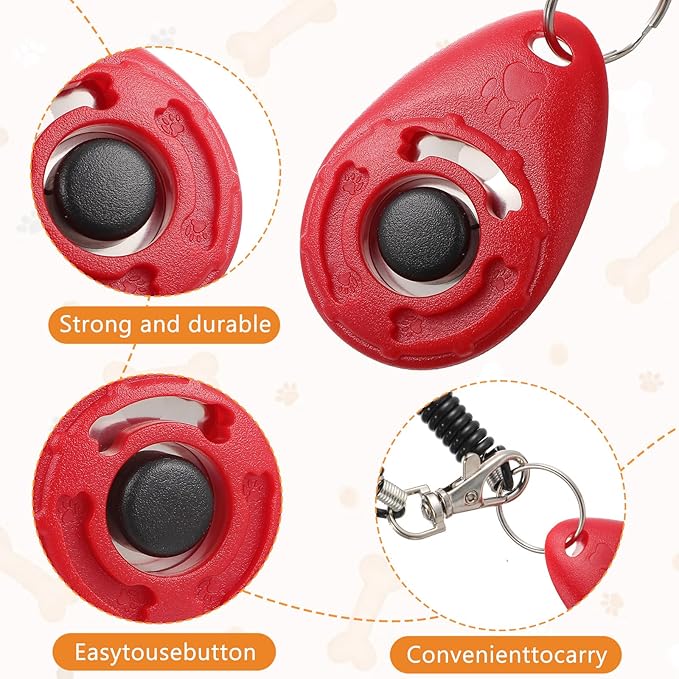 24 Pcs Dog Training Clicker Pet Training Click with Wrist Strap Cat Click Bird Clicker Puppy Train Supplies for Dogs Cats Horses Birds Behavioral Train Accessories