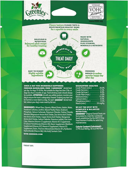 Greenies Veterinarian-Recommended Adult Natural Dental Dog Treats Regular Size, Original Flavor, 3 oz. Pack, 3 Count