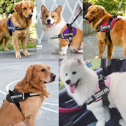 JSXD Dog Harness,No-Pull Service Dog Harness with Handle Adjustable Outdoor Pet Dog Vest 7M Reflective Nylon Material Vest for Breeds,Easy Control for Small Medium Large Dogs