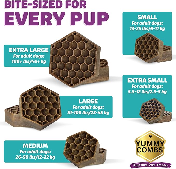 Yummy Combs Dog Dental Treats – Fish & Egg Protein – Vet VOHC Approved, Removes Tartar – A Daily Teeth Cleaning Treat for Small Dogs (30 Count)