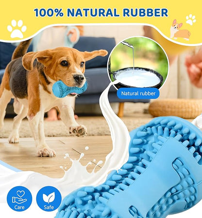 Durable Dog Chew Toy for Teeth Cleaning, Natural Rubber Dental Toy for Small Medium Dogs & Teething Puppies, Tough Chew Toy for Aggressive Chewers, Reduce Boredom and Keep Dogs Busy (Blue)