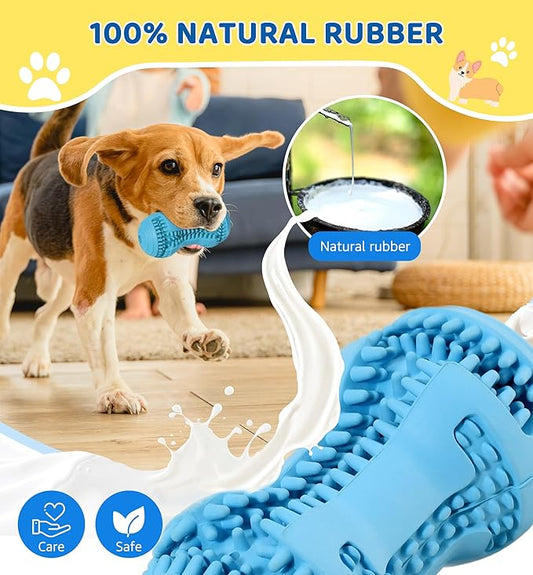 Durable Dog Chew Toy for Teeth Cleaning, Natural Rubber Dental Toy for Small Medium Dogs & Teething Puppies, Tough Chew Toy for Aggressive Chewers, Reduce Boredom and Keep Dogs Busy (Blue)