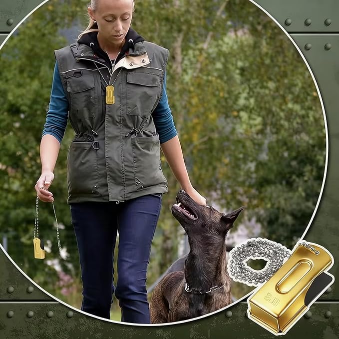 Jenaai 3 Pieces Brass Pet Training Clicker Dog Necklace Signaling Cricket Clicker Training for Puppy Dogs Cat(Gold)