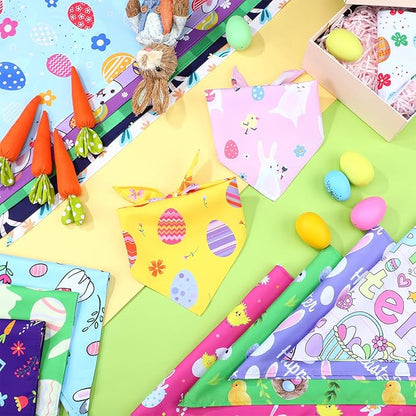 100 Pcs Easter Dog Bandanas Bulk Pet Bibs Colorful Triangle Scarf Pet Bandanas for Medium Large Dogs Easter Festival Spring Summer Birthday Costume Decor