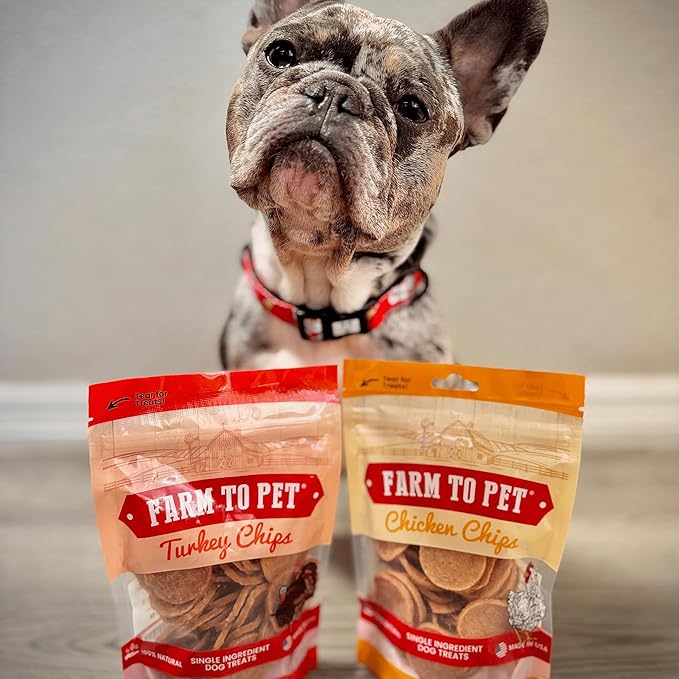 Farm To Pet - Dog Training Treats Chicken & Turkey Chip Protein Pack, 100% All Natural, Single Ingredient Training Treats, Made in USA, for Small, Medium, and Large Dogs