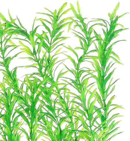JIHAQUA Aquarium Decor Plastic Plants Extra Large 21 Inches Artificial Fish Tank Plants Tall Fish Tank Decorations (Green 2pcs)